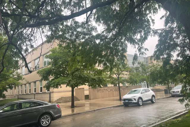 Exterior of George Westinghouse College Prep on West Franklin Boulevard